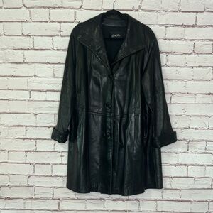 Ben-Ric Vintage Black Leather Trench Coat XL